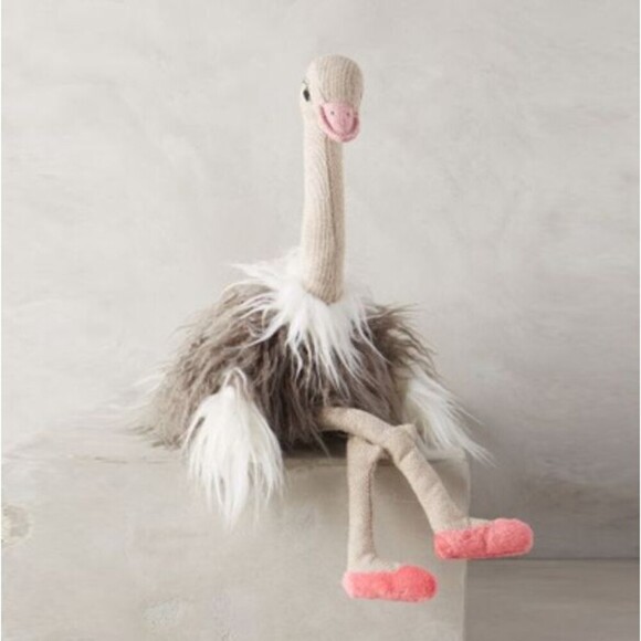 Anthropologie Other - Anthropologie Furry Ostrich Bird Pink Olivia Stuffed Animal Toy 18" Plush
